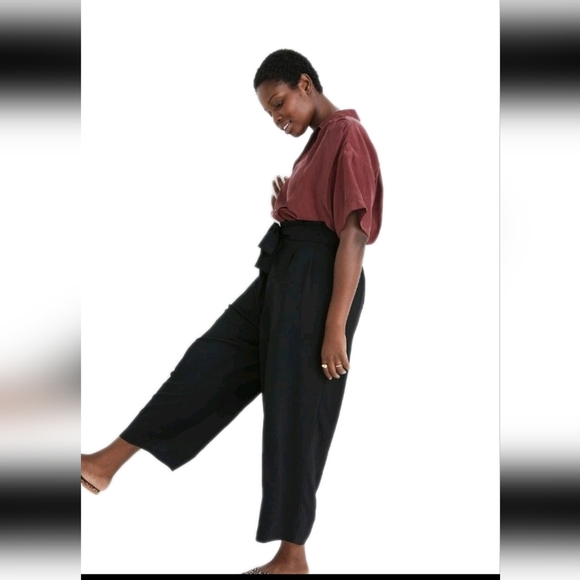 Madewell Womens Black Tie-Waist Huston Pull-On Crop Plus Size Minimalis Pants 3X - Picture 2 of 12